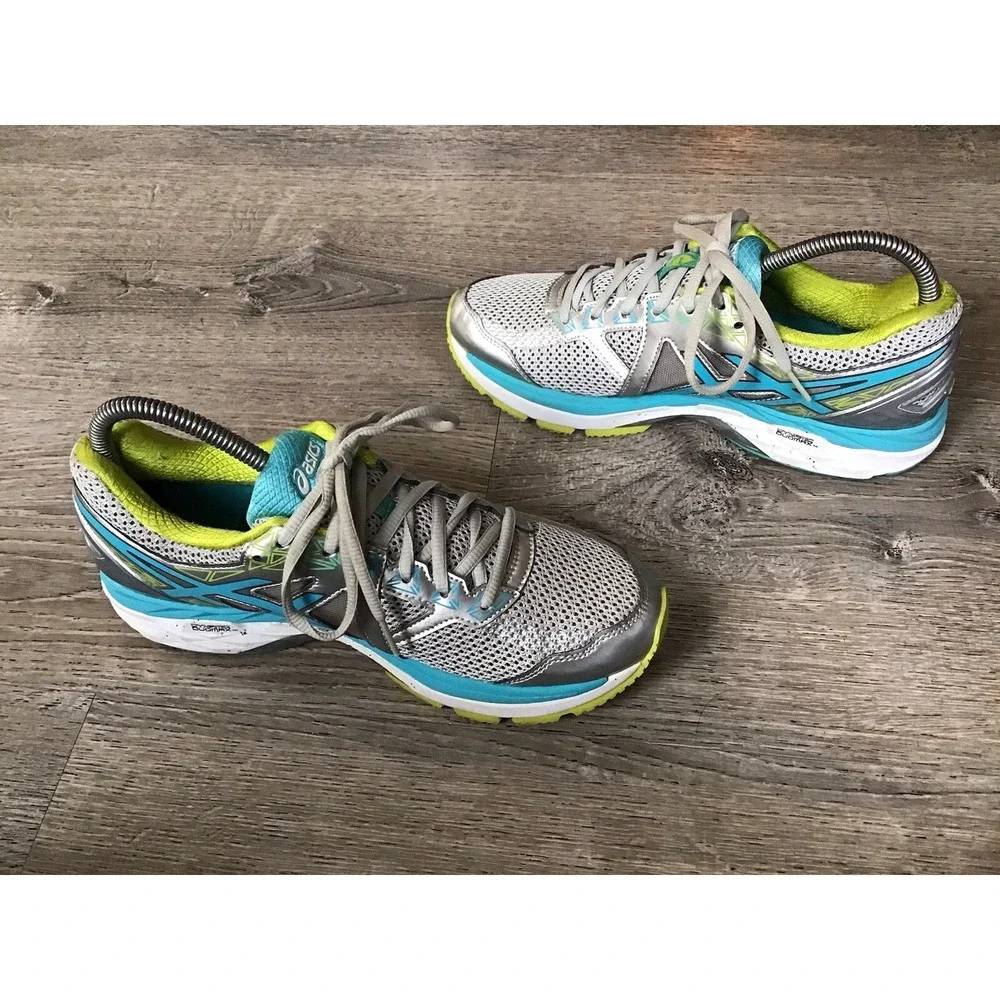 Asics Womens Size 8.5 Running Shoes FluidRide Guidance Silver Teal Sneaker T656N